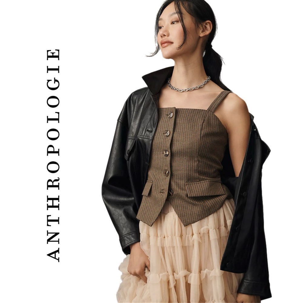 Anthropologie Flat White Button-Front Tank Vest